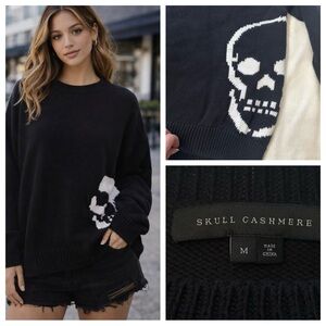 Skull Cashmere Black Dinah Cotton Side Intarsia Skull Sweater M 51914